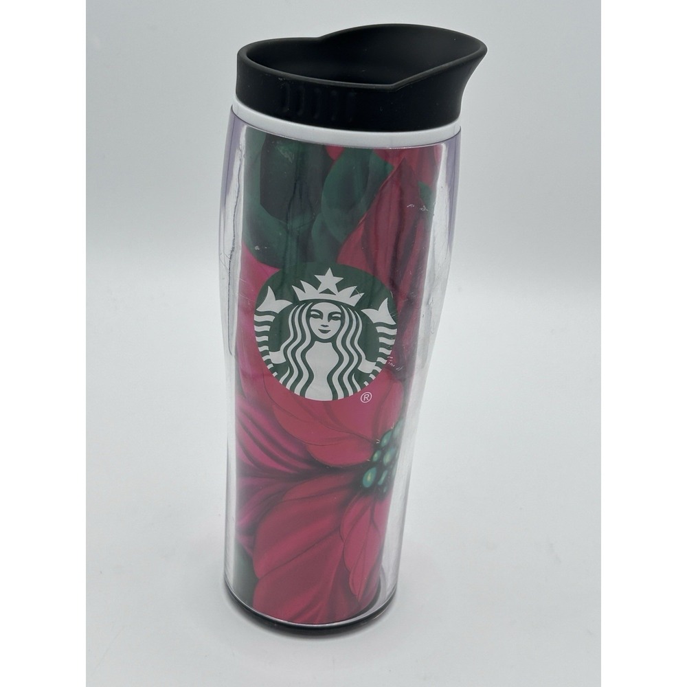 Starbucks 2020 Holiday Poinsettia Travel Tumbler 16 oz Red Floral Coffee Cup